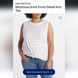 Nine Britton Black and White Stripe Knot Front Tank Top